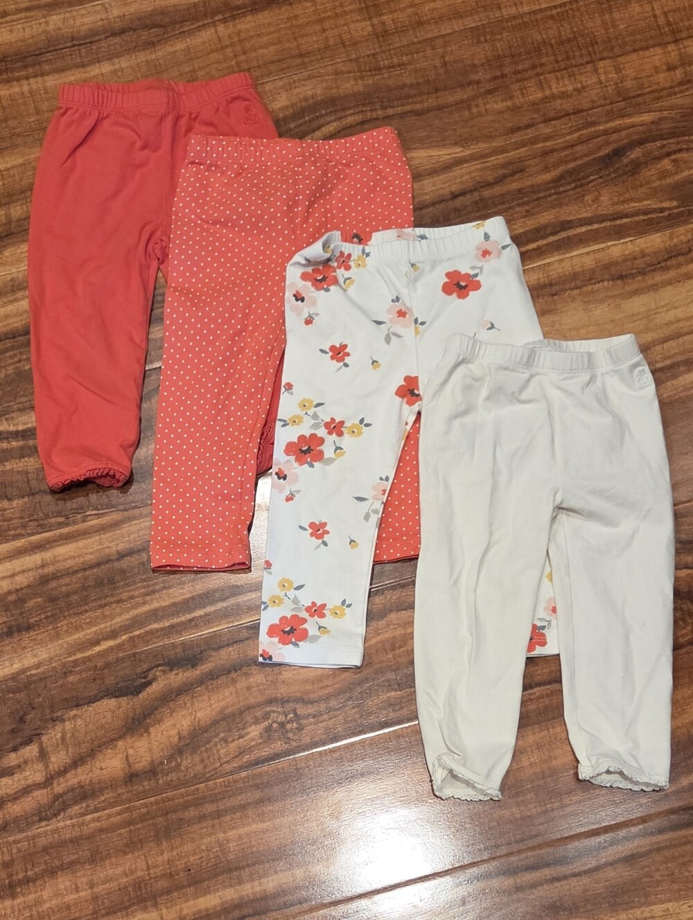GAP Baby EUC 18-24 Montha Coral, Polka Dot, Floral and Cream Legging Set